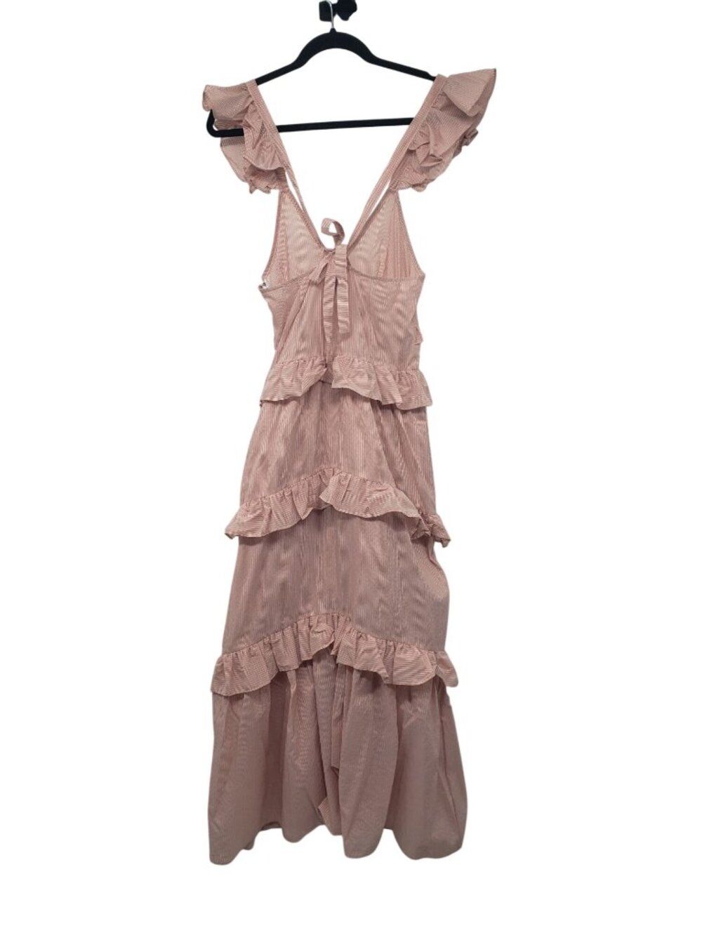Misa Los Angeles Morrison Ruffle Tiered Maxi Dress Pink Stripe Candy Striper - Picture 9 of 12